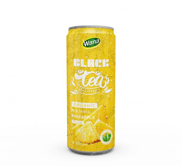 Sparkling Organic Black Tea Drink Mixed Red Apple Juice 330mL Canned