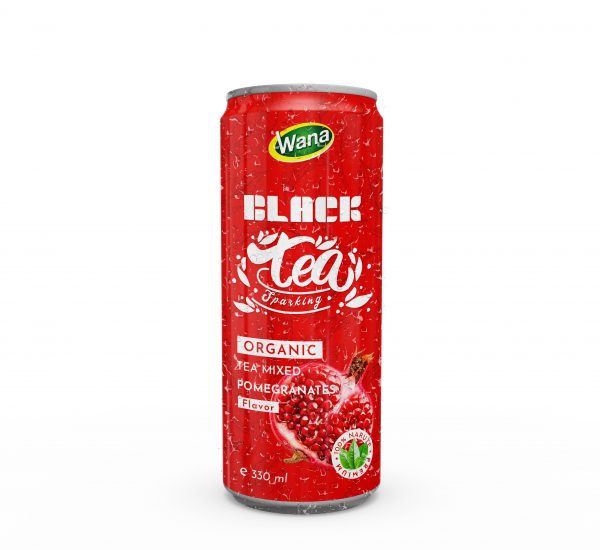 Sparkling Organic Black Tea Drink Mixed Red Apple Juice 330mL Canned