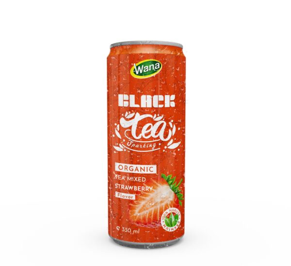 Sparkling Organic Black Tea Drink Mixed Red Apple Juice 330mL Canned