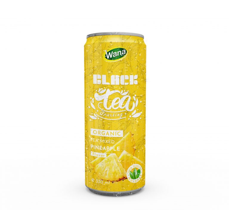 Sparkling Organic Black Tea Drink Mixed Pineapple Juice 330mL Canned