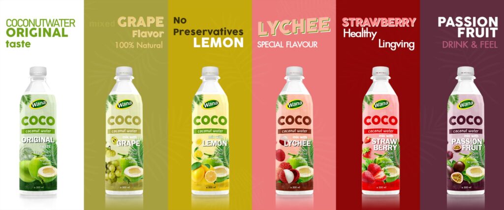 Green Coconut Drink with Passion Fruit Flavor