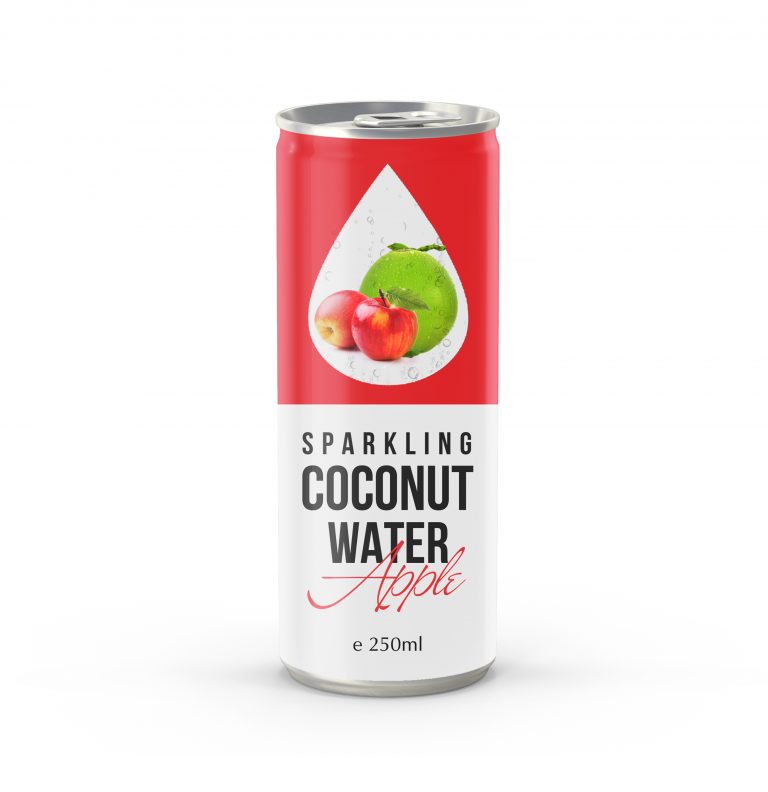 Apple Flavored Carbonated Coconut Water in 250ml Canned