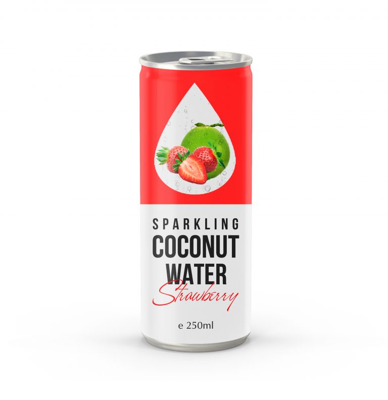 OEM Strawberry Carbonated Coconut Water in 250ml Canned