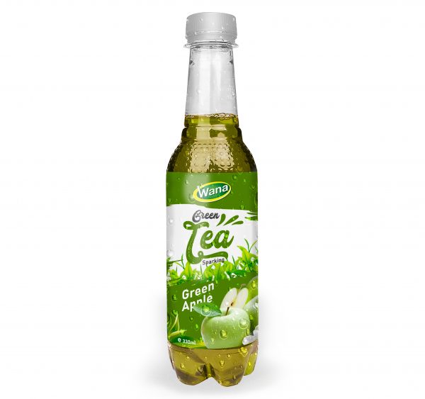 Sparkling Green Tea Drink with Green Apple Flavor 330ml Bottled