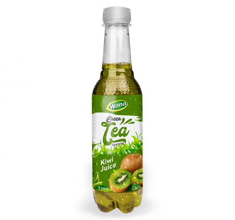 Kiwi Flavored Green Tea Drink with Carbonated 330ml Bottled