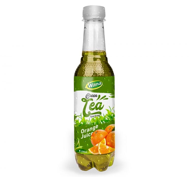 OEM Sparkling Green Tea Drink with Orange Flavor 330ml