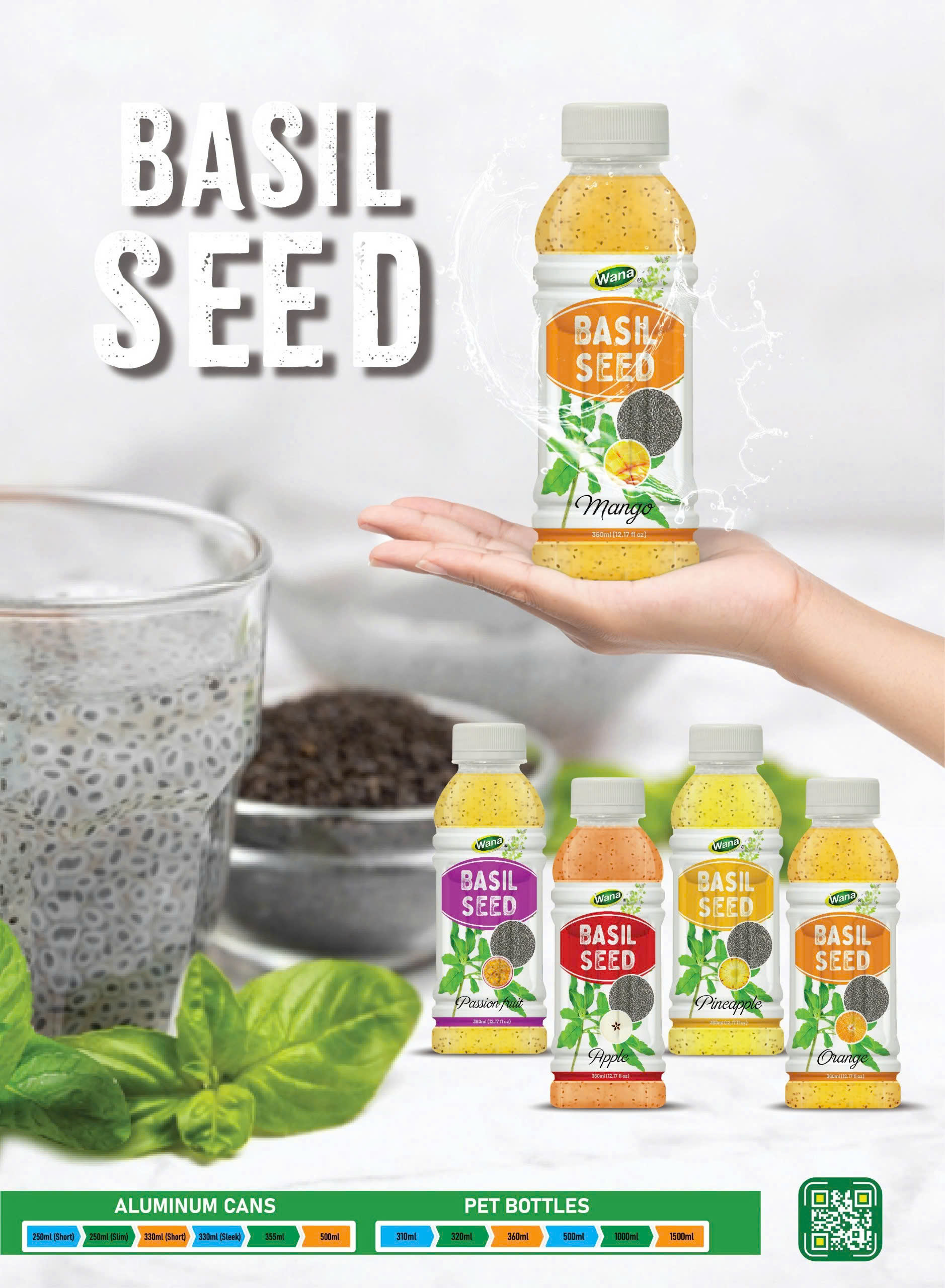 Basil seeds with fruit juice
