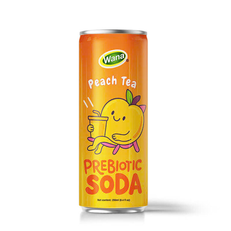 OEM/ODM Wana Peach Tea Prebiotic Soda – 250ML canned