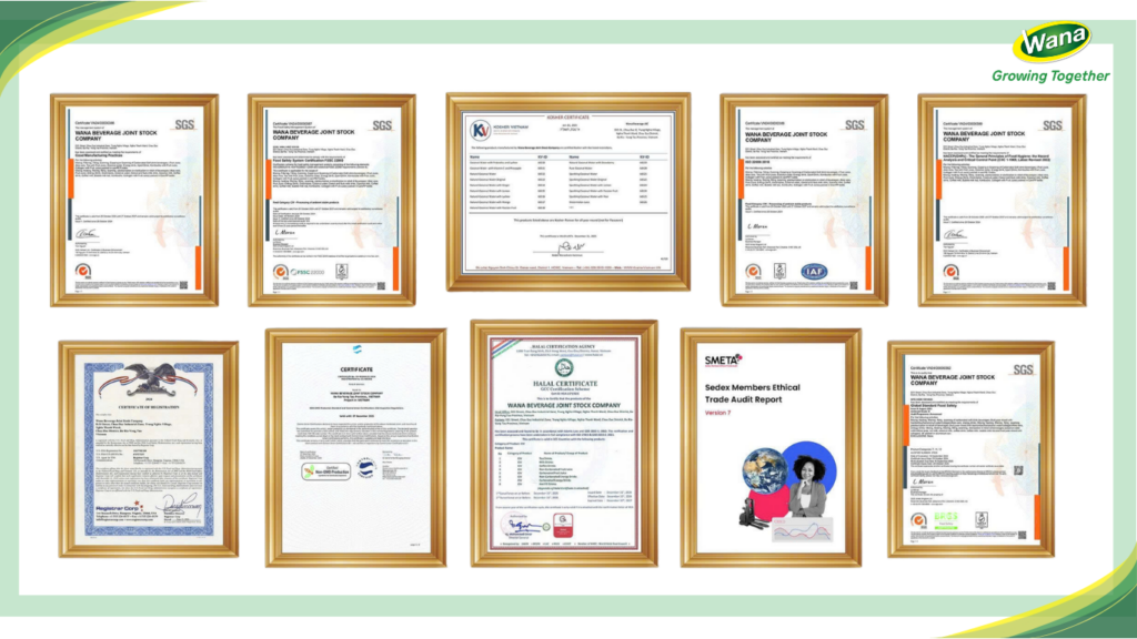 Wana's certifications