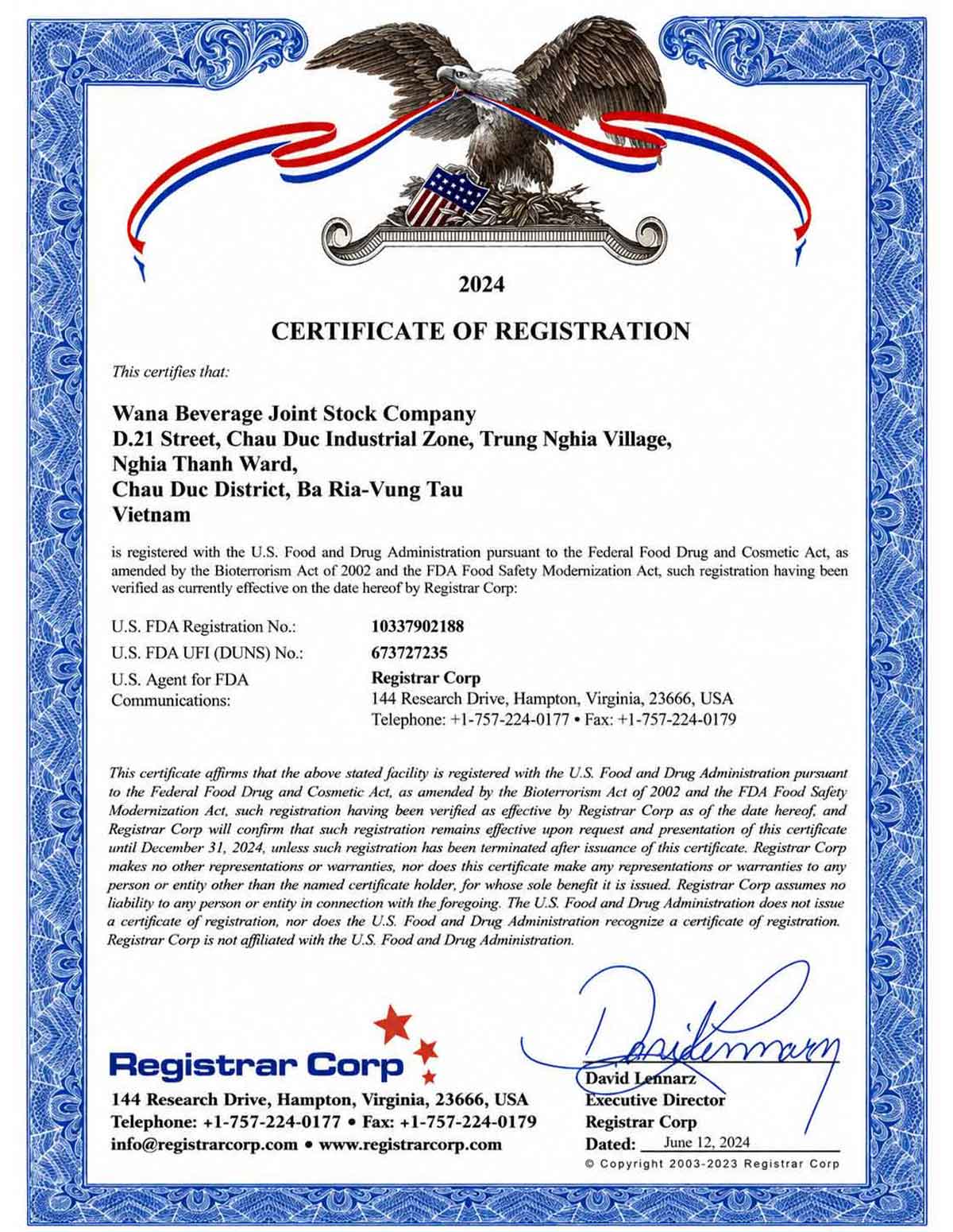 WANA-FDA-Certificate
